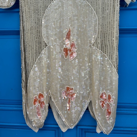 Vintage 100% Silk Sequins Dress - Picture 4 of 10